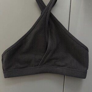 Lorna Jane Black Cross Front Halter Sports Bra Size S